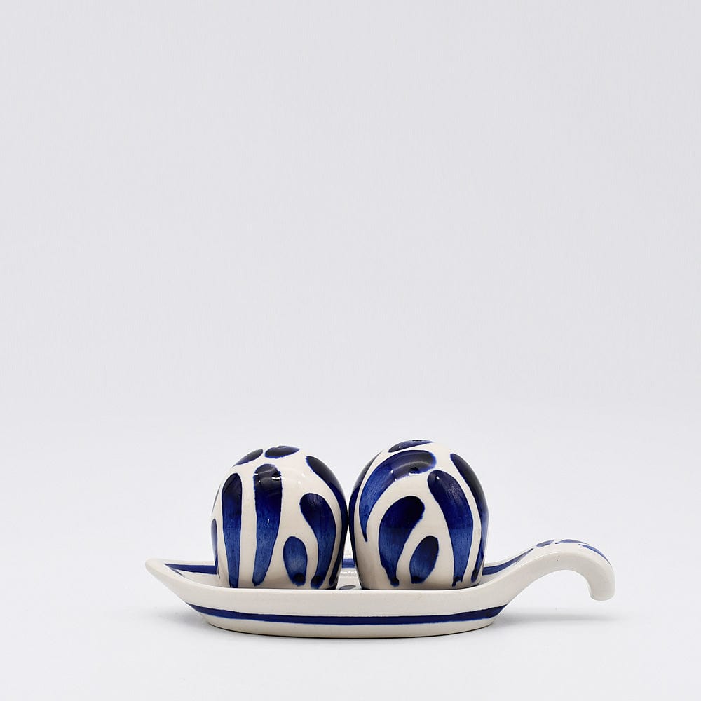 Coupe en céramique rouge en forme d'hippocampe Salière & poivrière en céramique "Andorinha" - Bleue