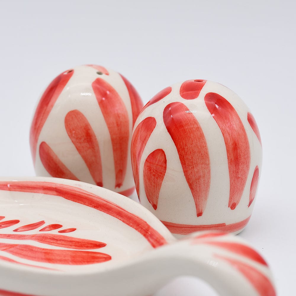 Coupe en céramique rouge en forme d'hippocampe Salière & poivrière en céramique "Andorinha" - Rouge