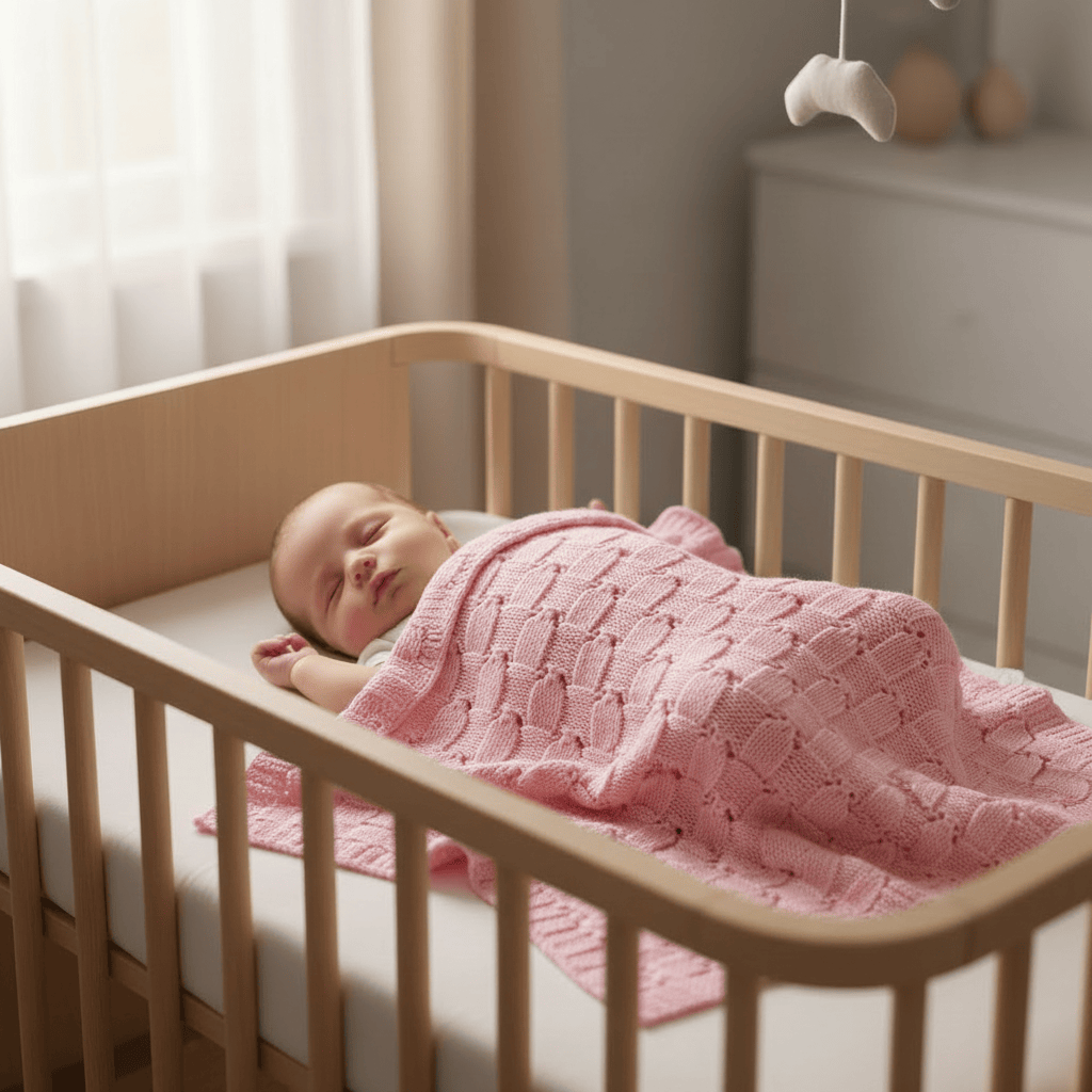 Couverture bébé rose en maille acrylique douce et légère Couverture en maille pour bébé - Rose
