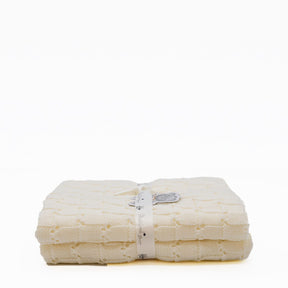 Doudou jaune en coton aux motifs sardines portugaises Couverture en tricot - Blanc