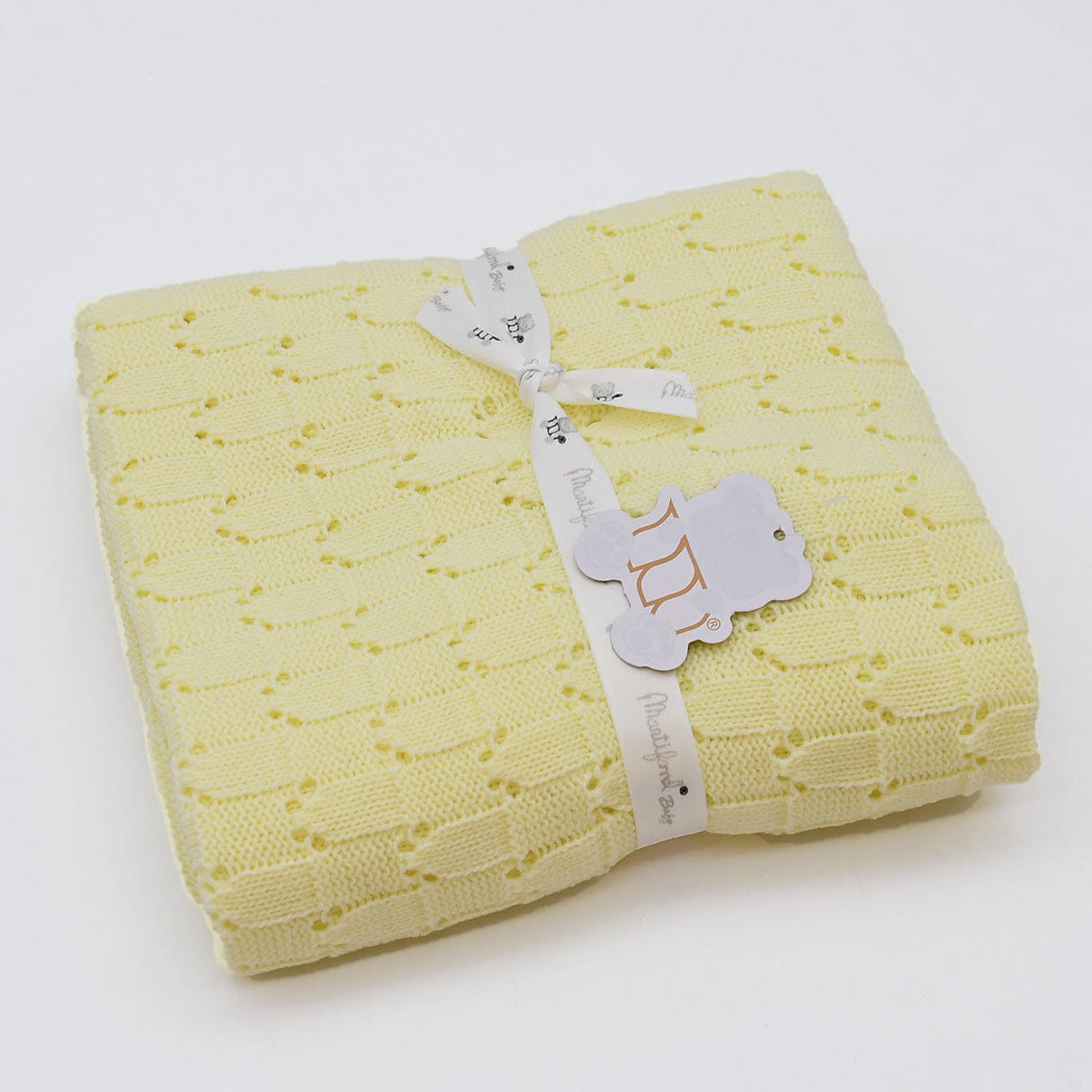 Doudou jaune en coton aux motifs sardines portugaises Couverture en tricot - Jaune