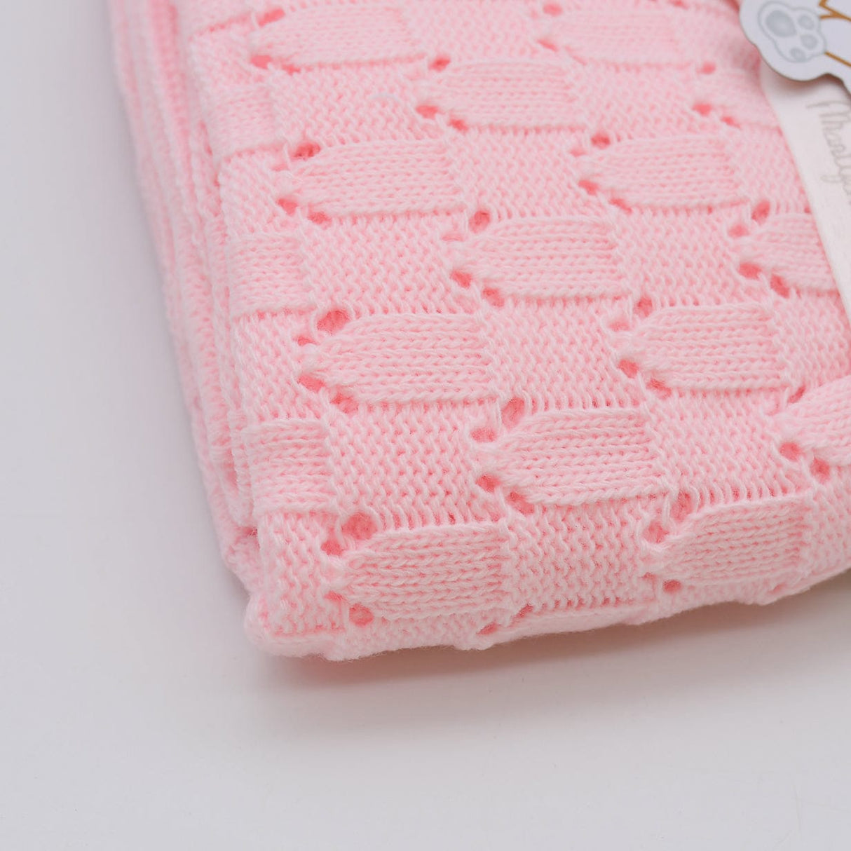Doudou jaune en coton aux motifs sardines portugaises Couverture en tricot - Rose