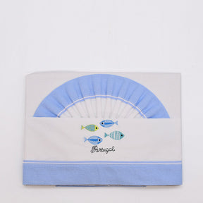 Doudou jaune en coton aux motifs sardines portugaises Tour de lit en coton "Sardinhas" - Bleu