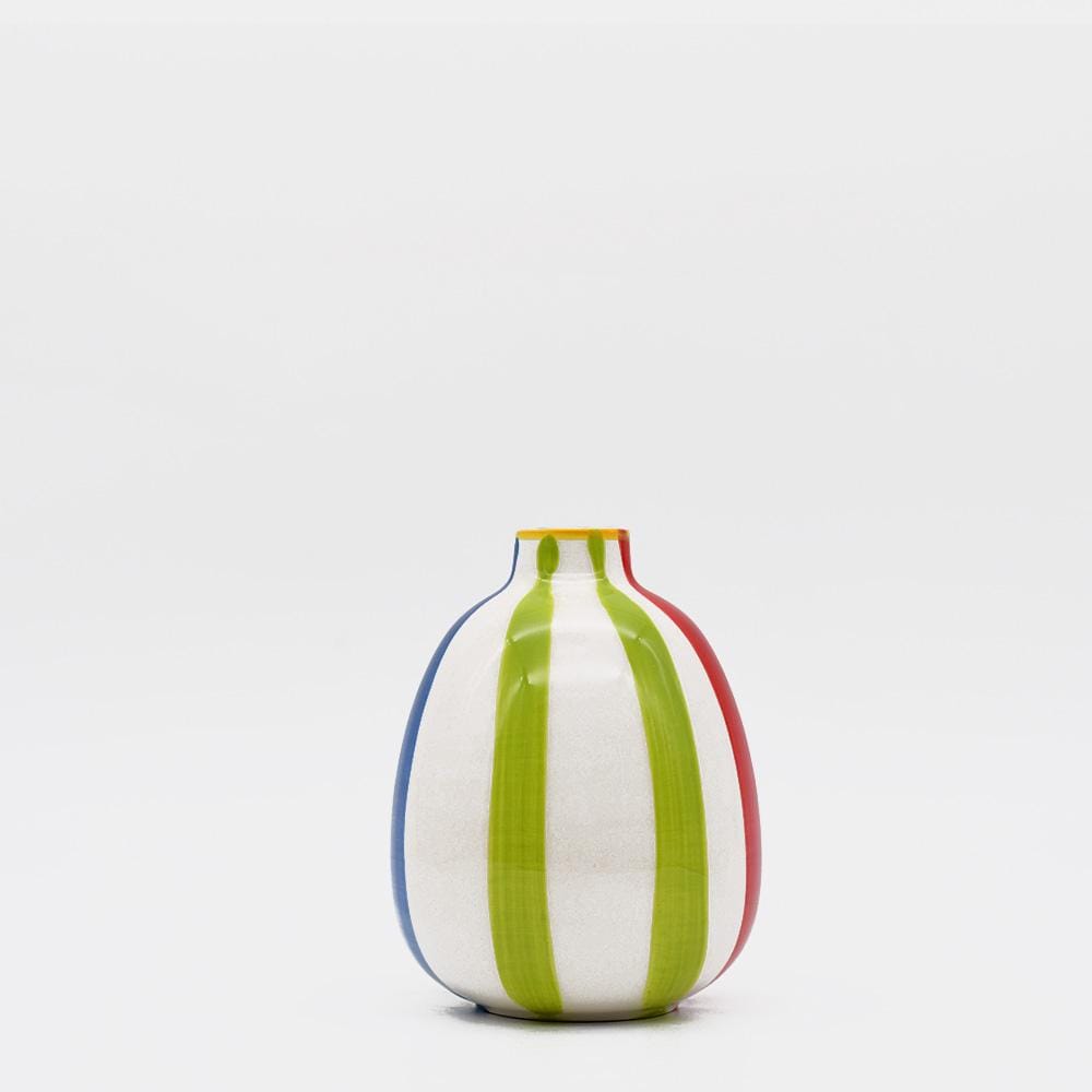 Ensemble de 3 soliflores multicolores I Vases en céramique du Portugal Ensemble de 3 vases rayés multicolores