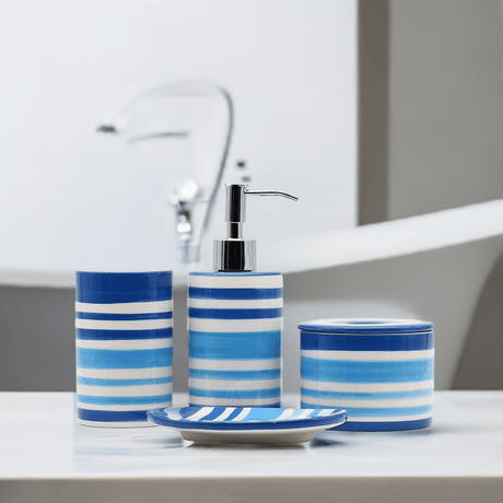 Ensemble de 3 soliflores verts I Vases en céramique du Portugal Ensemble de salle de bains - Bleu