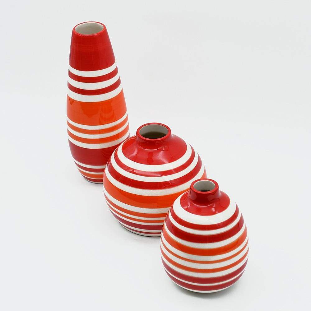 Ensemble de 3 vases rayés rouges