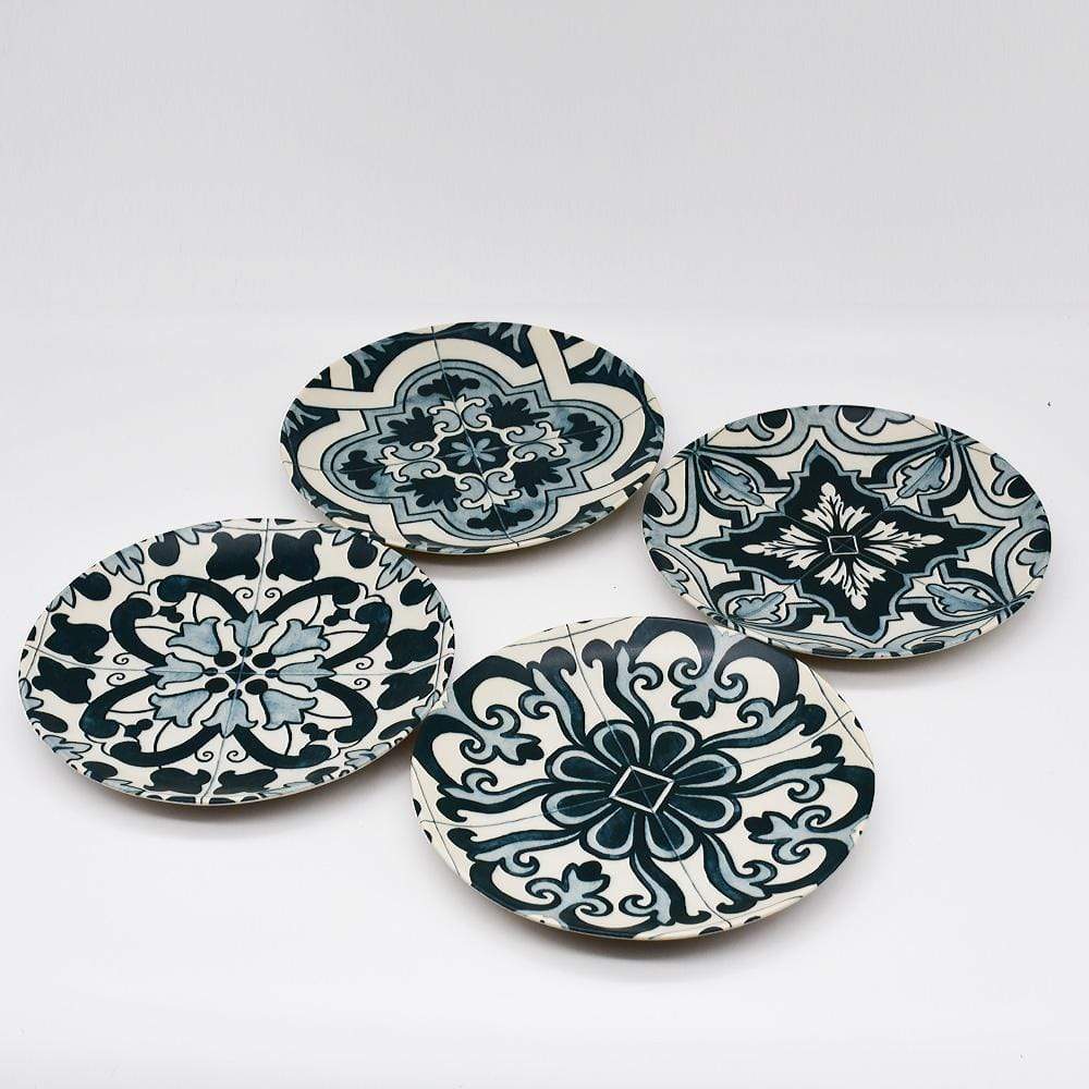 Ensemble de 4 assiettes en grés "Éléments" - 21 cm