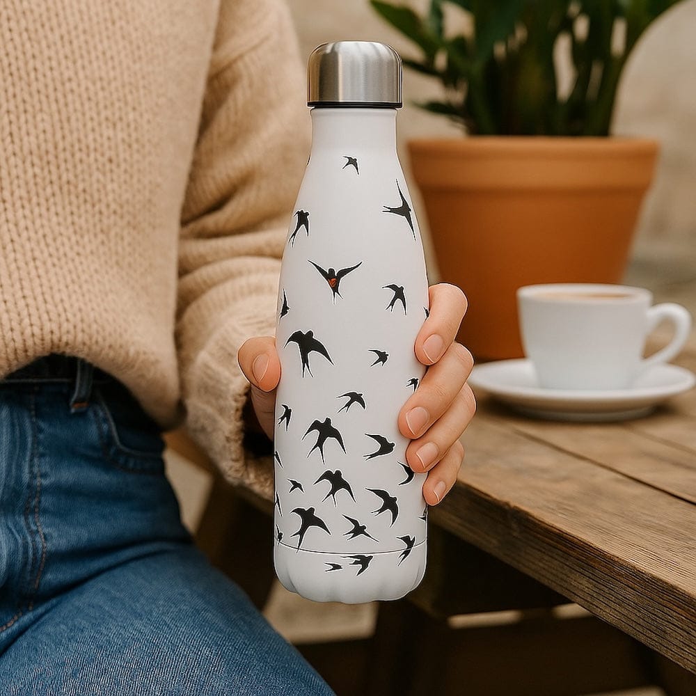 Gourde isotherme en inox – Motifs hirondelles portugaises | Luisa Paixão Gourde isotherme en inox "Andorinhas"