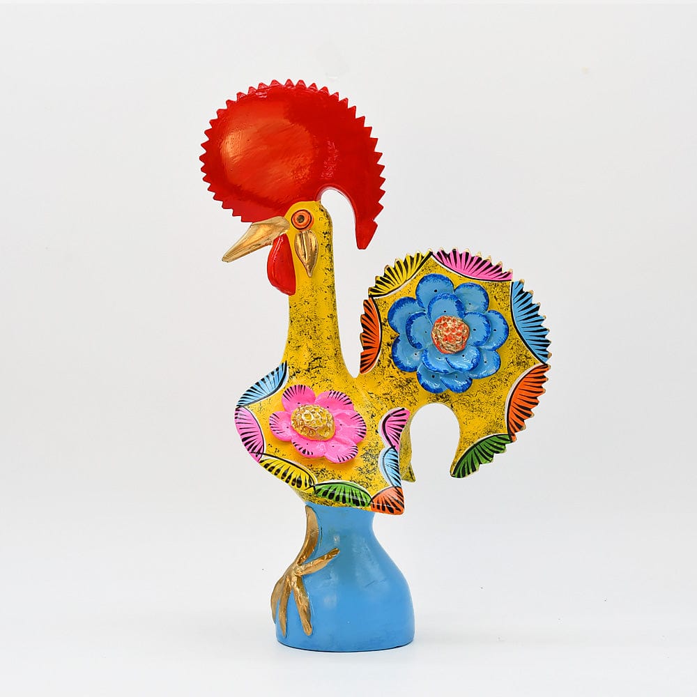 Lot De 4 Assiettes Méditerranéennes – Céramique Émaillée – Coq Jaune Et Bleu