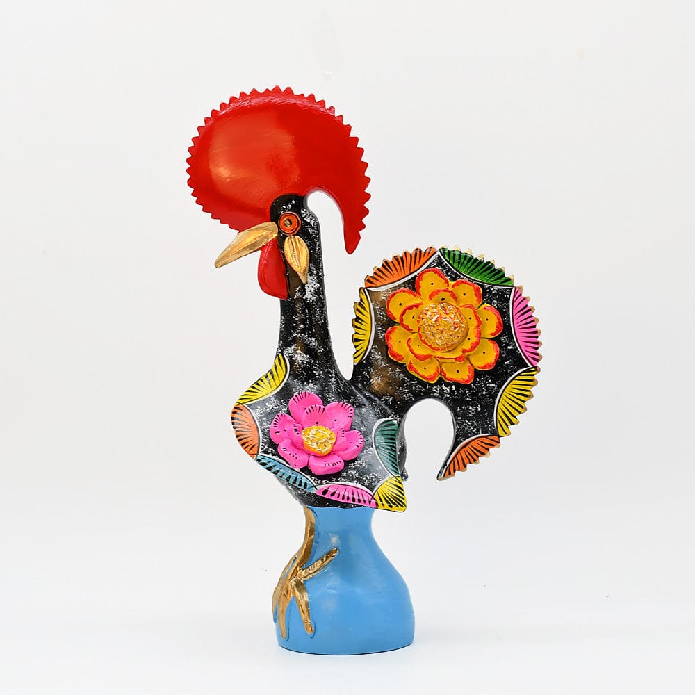 Grand Coq du Portugal noir en terre cuite Prazeres Cota Coq de Barcelos 40cm noir - Prazeres Côta