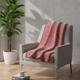 Grand plaid en coton rouge tissé au Portugal Plaid en coton "Hexa" - Rouge