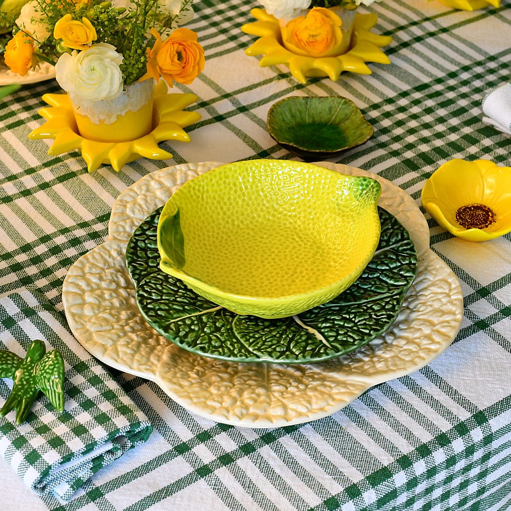 Grand plat en forme de citron I Vaisselle artisanale du Portugal Assiette creuse "Limāo" - 24cm