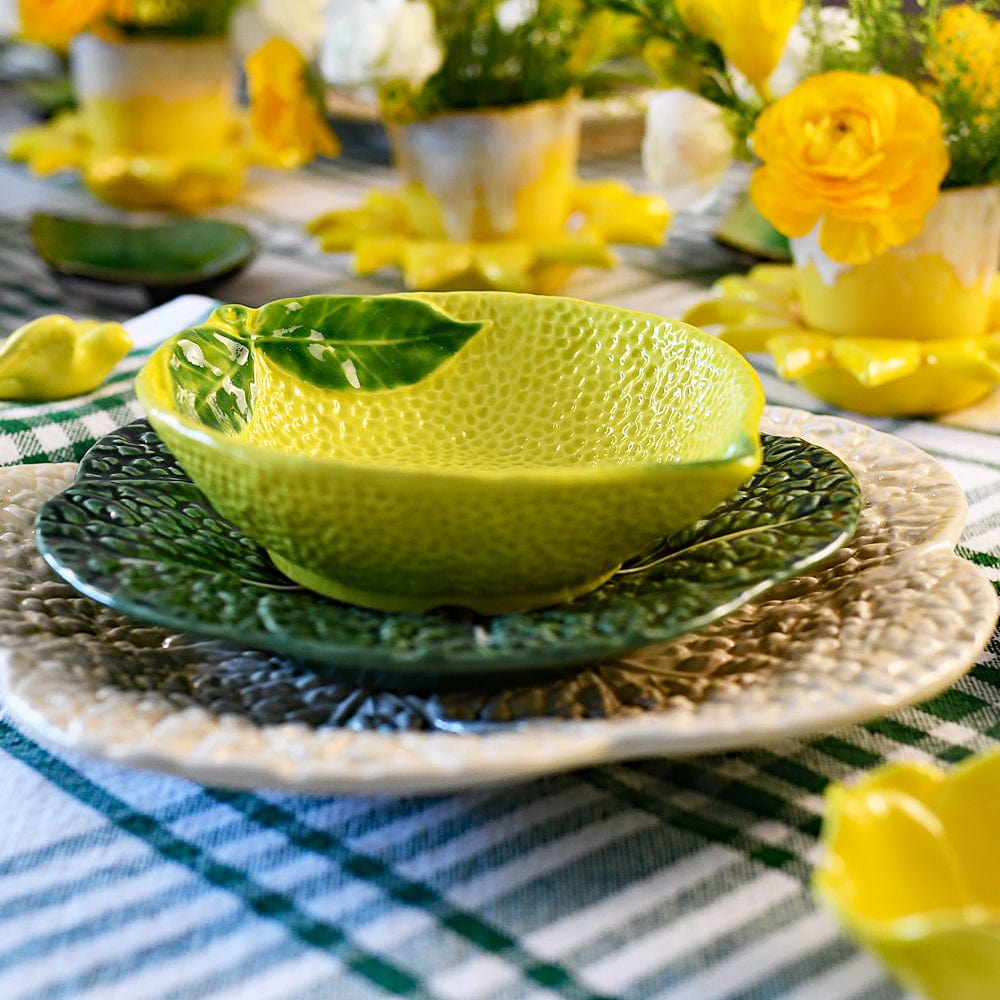 Grand plat en forme de citron I Vaisselle artisanale du Portugal Assiette creuse "Limāo" - 24cm