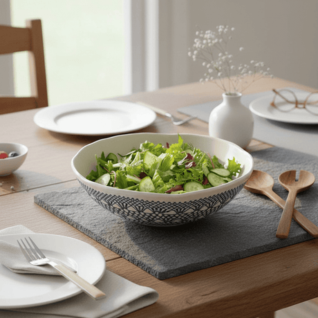 Grand saladier céramique bleur I Motifs dentelles portugaises Grand saladier "Renda" bleu - 25cm