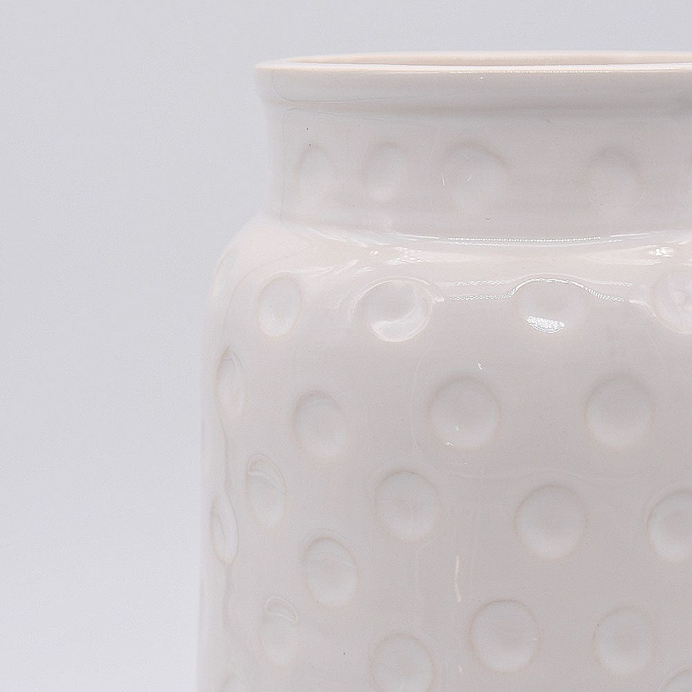 Grand saladier en céramique rouge I Motifs dentelles portugaises Vase en céramique - Blanc