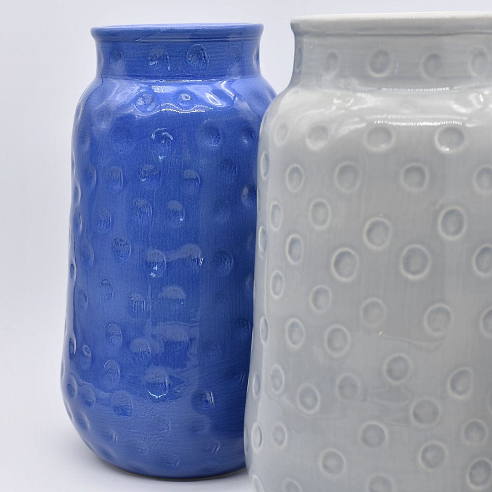 Grand saladier en céramique rouge I Motifs dentelles portugaises Vase en céramique - Bleu