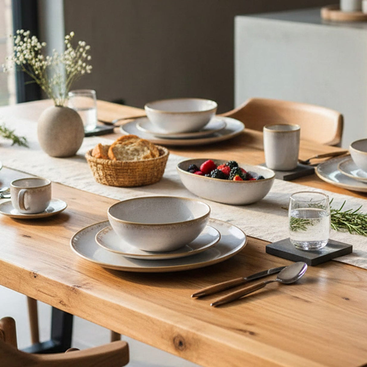 Grande assiette blanche en grès de la collection portugaise Corals Assiette en grès "Amazonia" Blanche - 30cm