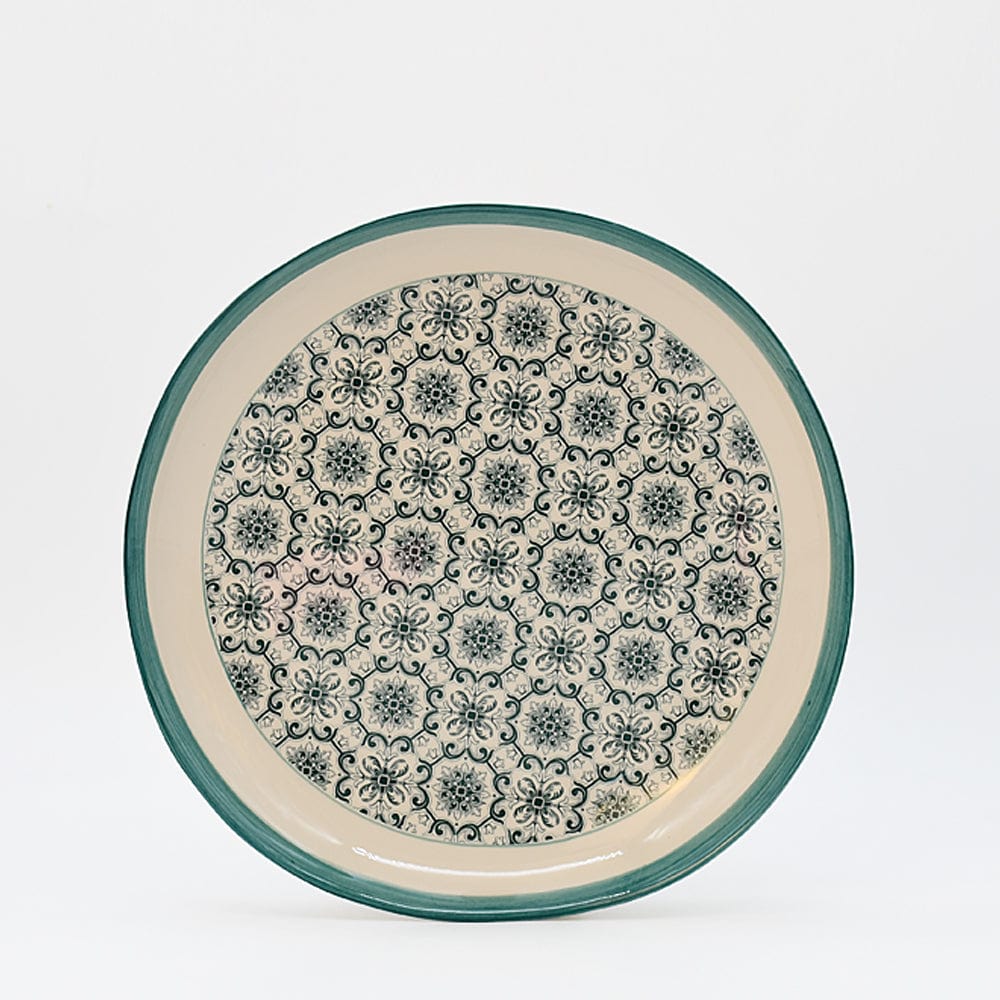 Grande assiette en céramique motifs azulejos verts Assiette en céramique "Padrão" 27cm - Verte