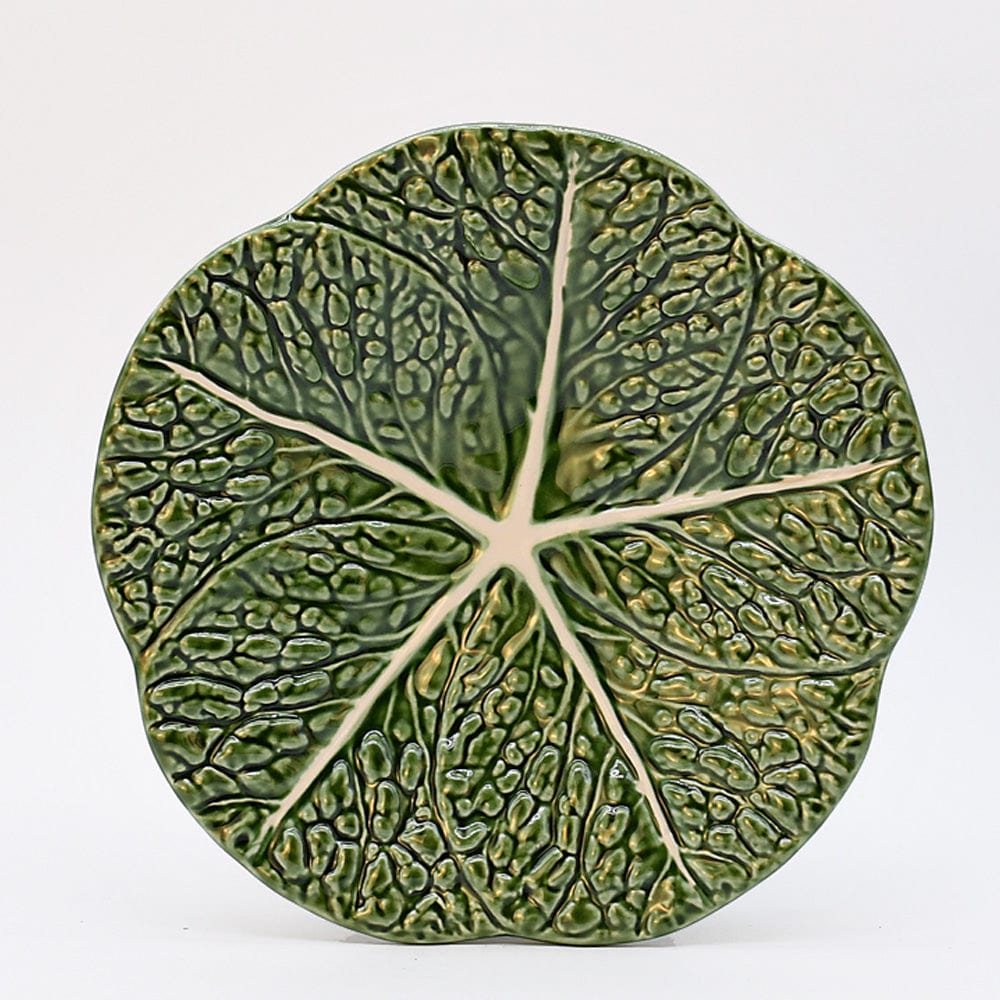 Grande assiette en forme de feuille de chou I Vaisselle portugaise Assiette en céramique "Couve" 31 cm - Verte
