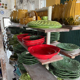 Grande assiette en forme de feuille de chou I Vaisselle portugaise Assiette en céramique en forme de chou 31 cm - Verte