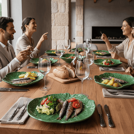 Grande assiette en forme de feuille de chou I Vaisselle portugaise Assiette en céramique en forme de feuille de chou - 27 cm