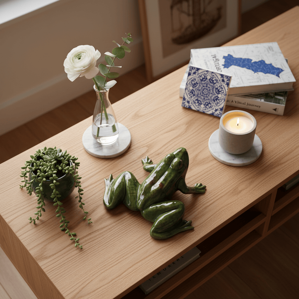 Grande grenouille en céramique I Décoration portugaise traditionnelle Grenouille en céramique - 16 cm