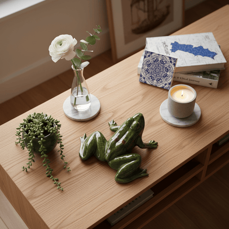 Grande grenouille en céramique I Décoration portugaise traditionnelle Grenouille en céramique - 16 cm