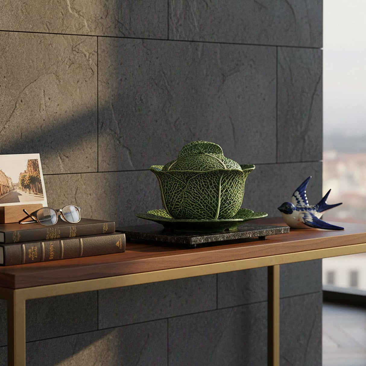 Grande soupière en forme de chou I Vaisselle traditionnelle portugaise Soupière en céramique en forme de chou - 27cm