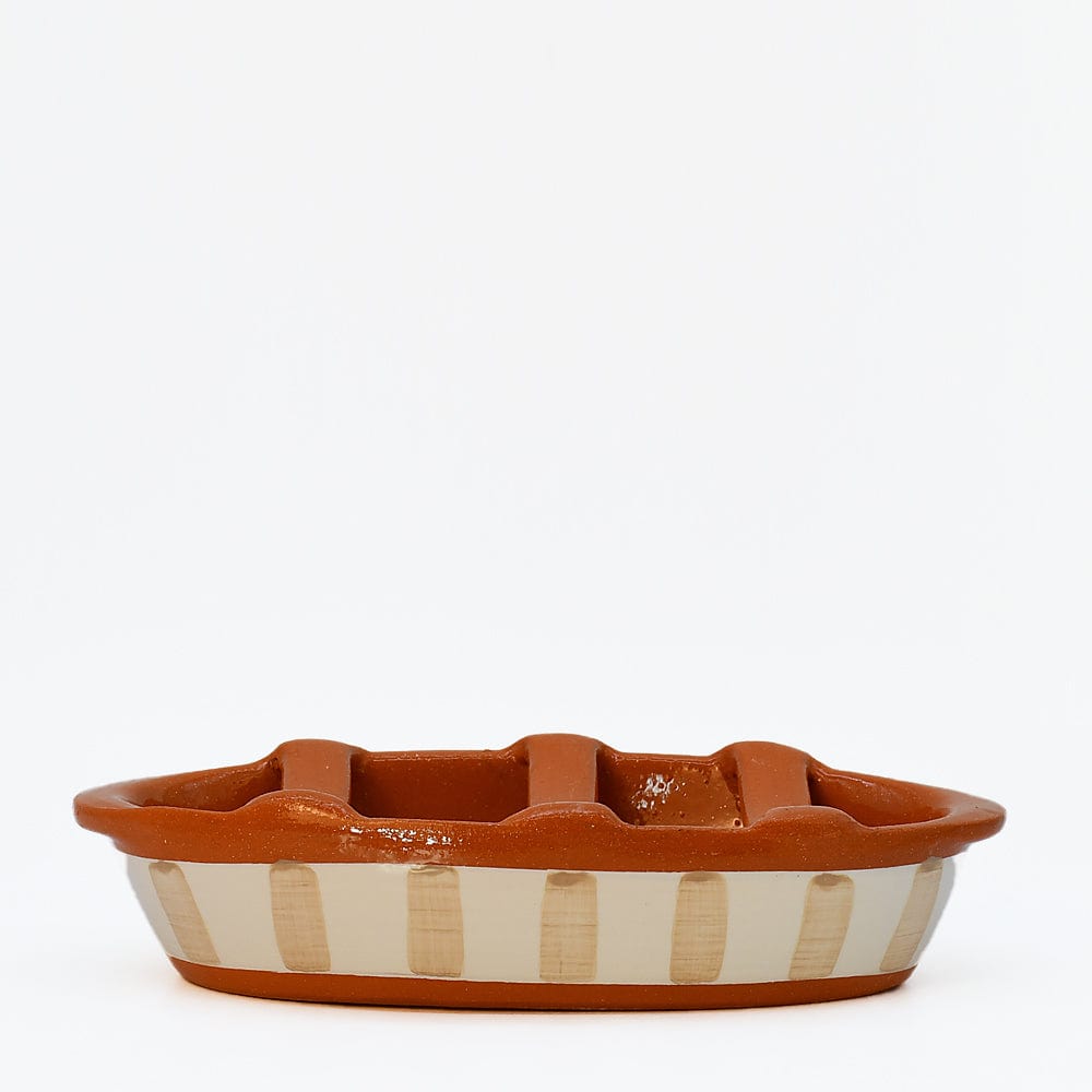 Grille Chorizo portugais I Assador de chouriço Grille Chouriço rayé "Costa Nova Mar" - Moka