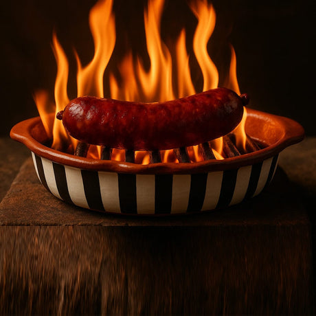 Grille Chorizo portugais I Assador de chouriço Grille Chouriço rayé "Costa Nova Mar" - Noir