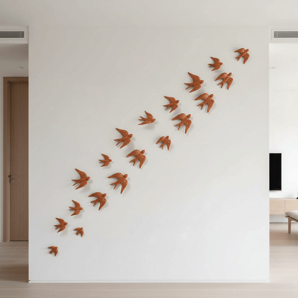 grande hirondelle murale cuivré - Déco grande hirondelle murale cuivré - Déco