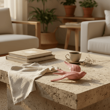 Hirondelle murale en céramique vieux rose du Portugal Hirondelle en céramique - Vieux rose