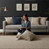 Housse de coussin beige de grandes dimensions Housse de coussin artisanale 60x60 - Beige