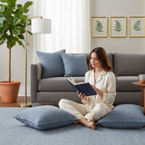 Housse de coussin bleu ciel de grandes dimensions Housse de coussin artisanale 60x60 - Bleu ciel