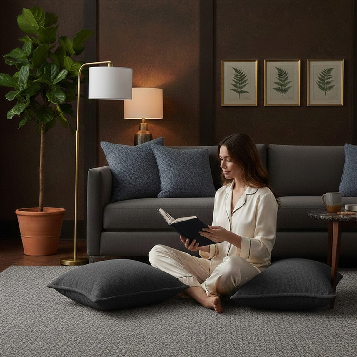 Housse de coussin gris foncé de grandes dimensions Housse de coussin artisanale 60x60 - Gris foncé