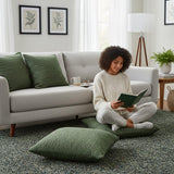 Housse de coussin grise en coton du Portugal  Housse de coussin artisanale 60x60 - Vert moyen