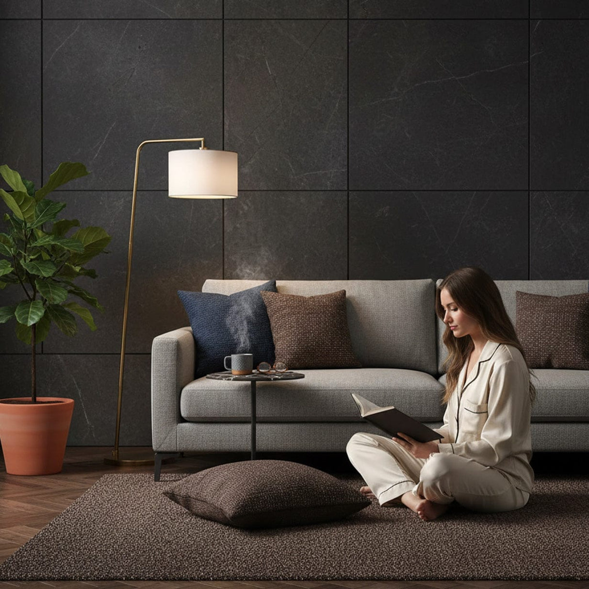 Housse de coussin marron de grandes dimensions Housse de coussin artisanale 60x60 - Marron