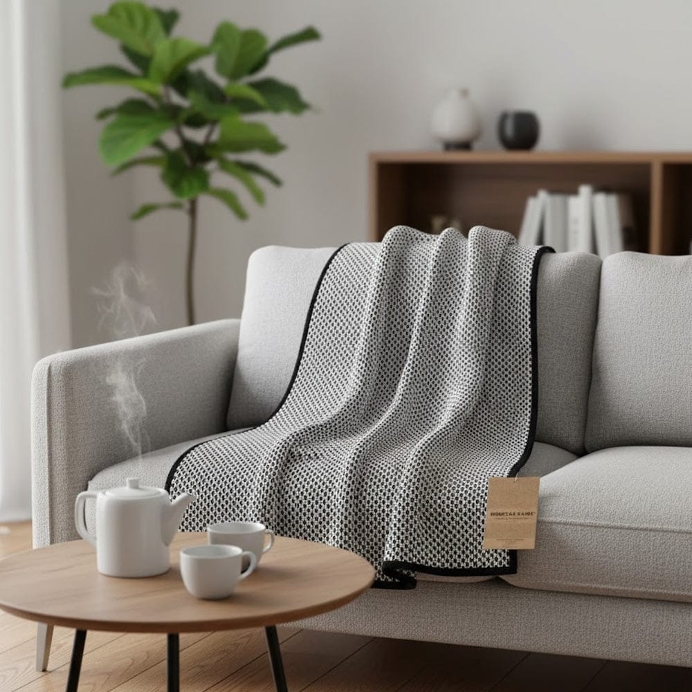 Maxi Plaid en coton Noir Mezinas d'Aire Maxi Plaid en coton - Noir