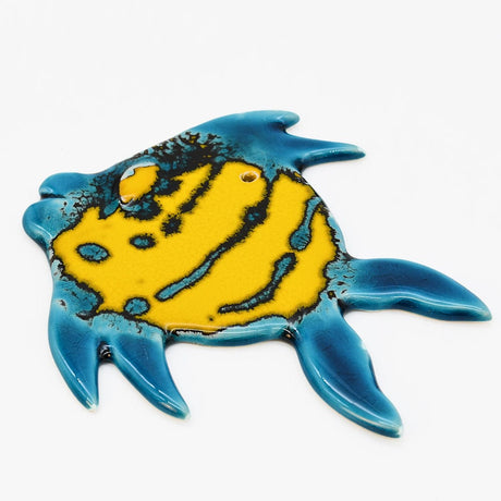 mobile poisson en céramique jaune et bleu Suspension en céramique