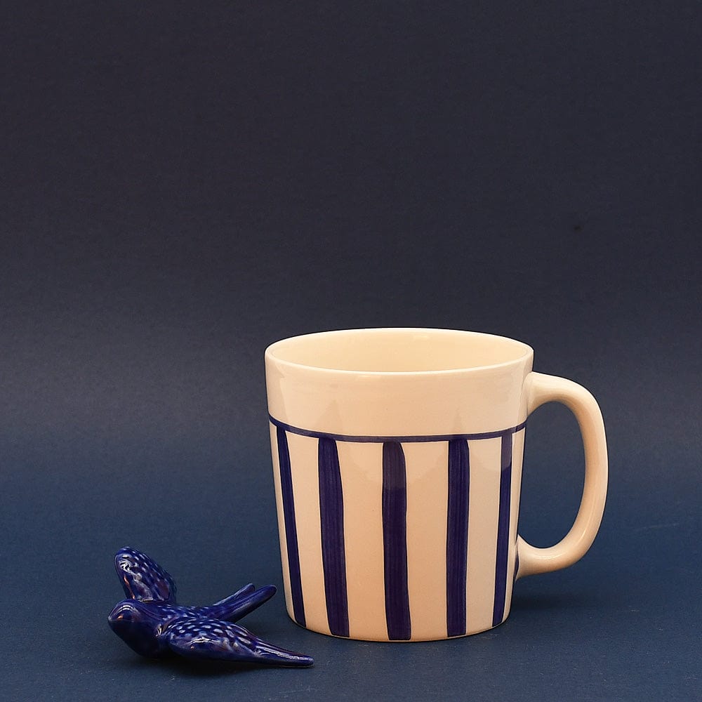Mug en céramique portugaise I Vente en ligne Mug rayé en céramique "Costa Nova Mar" - Bleu Cobalt