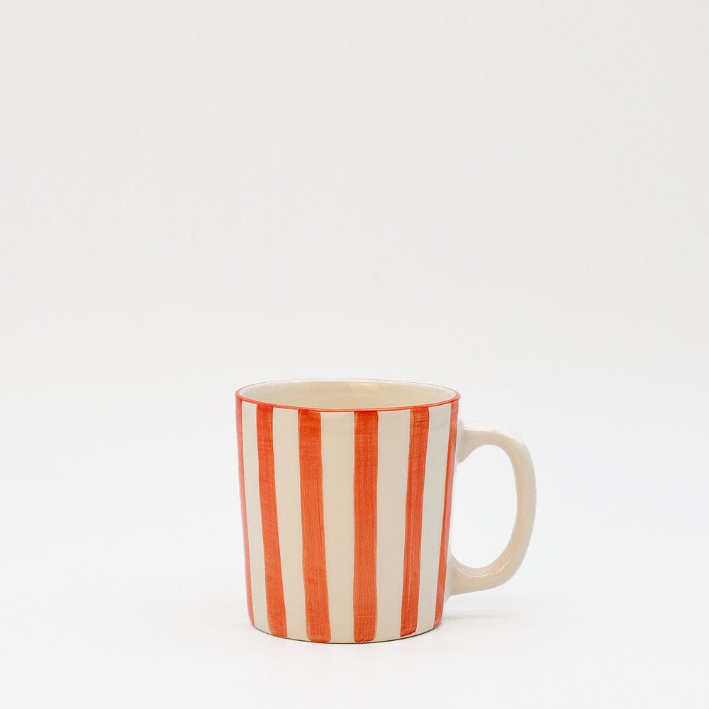 Mug en céramique portugaise rayé orange et blanc – Luisa Paixao