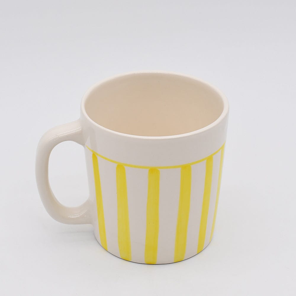 Mug rayé jaune et blanc en céramique portugaise I Vente en ligne Mug rayé en céramique "Costa Nova Mar" - Jaune