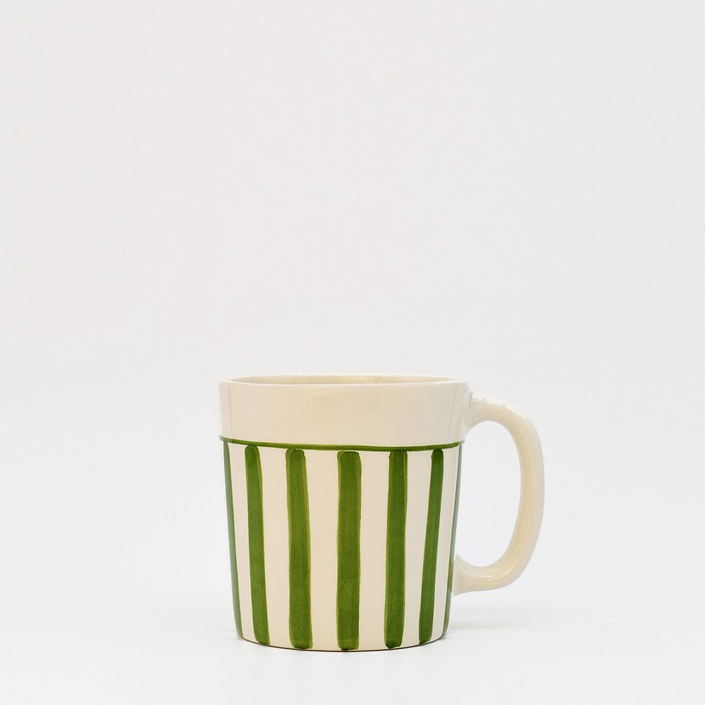 Mug rayé vert et blanc en céramique portugaise I Vente en ligne Mug rayé en céramique "Costa Nova Mar" - Vert