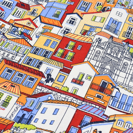 Nappe portugaise motifs façades colorées Nappe en coton "Janelas"