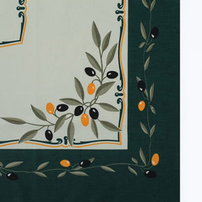 Nappe portugaise verte motifs oliviers – Coton & polyester facile à entretenir Nappe en coton "Azeitona" - Verte