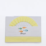 Parure de lit coton jaune brodée sardines portugaises | Luisa Paixão Parure de lit bébé "Sardinhas" - Jaune