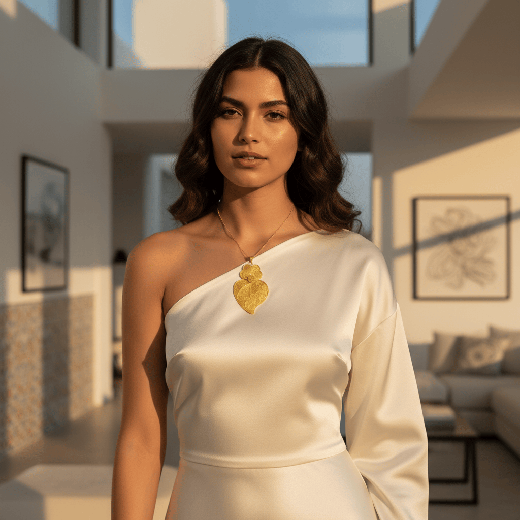 Pendentif Coeur de Viana en argent doré 11 cm I Vente bijoux argent Coração de Viana I Pendentif en argent doré - 11 cm