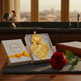 Pendentif Coeur de Viana en argent doré 11 cm I Vente bijoux argent Coração de Viana I Pendentif en argent doré - 11 cm