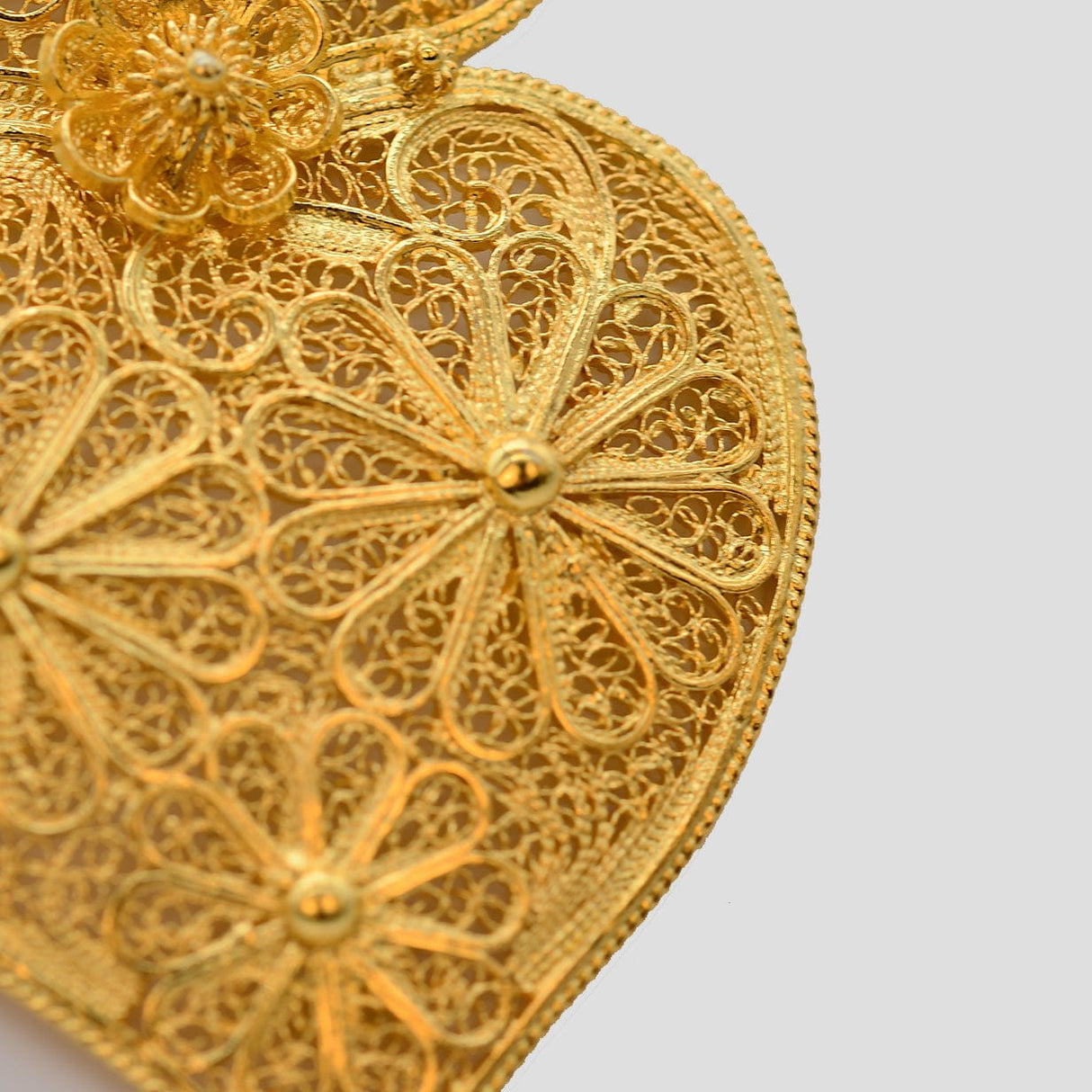 Pendentif Coeur de Viana en argent doré 8 cm I Bijoux du Portugal Coração de Viana I Pendentif en argent doré - 8cm