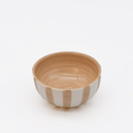 Petit bol en céramique rayé moka et blanc Petit bol rayé  "Costa Nova Mar" - Moka
